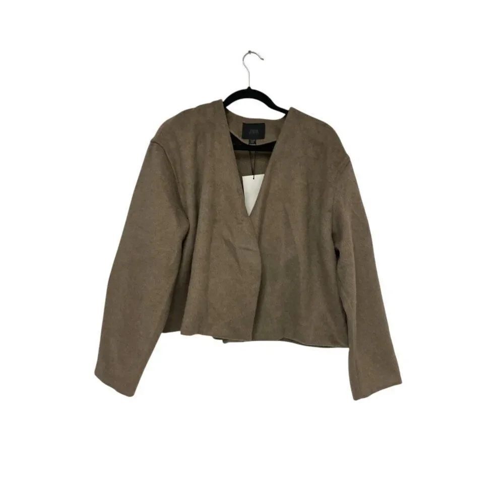 Zara Womens Sweater M L Brown Wool V Neck Long Sleeve Open Cardigan 1255/737 NWT